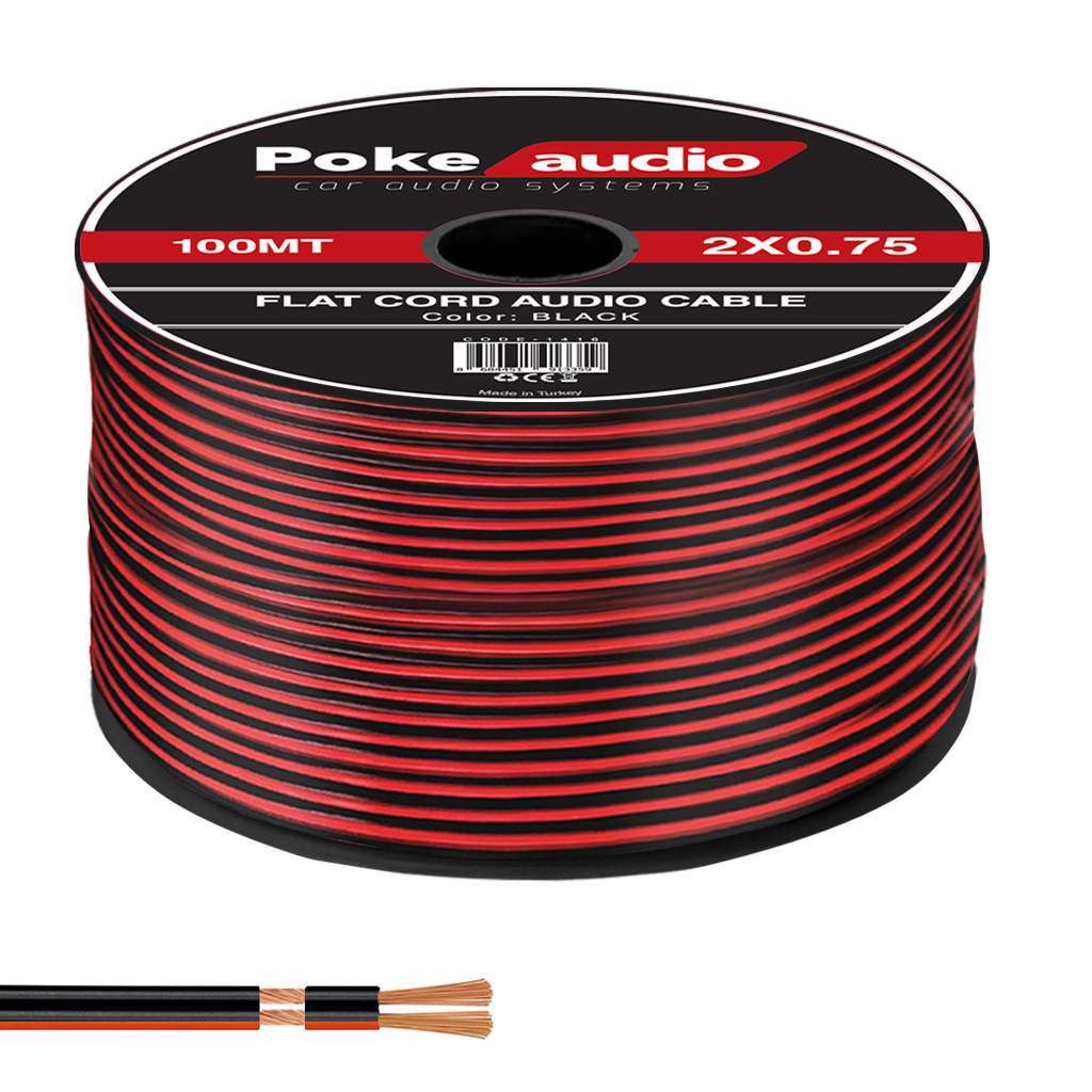 M2619-2X0.75 Hoparlör Kablosu Kordon Makaralı Siyah 100mt Poke 